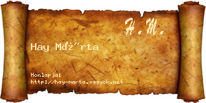 Hay Márta névjegykártya